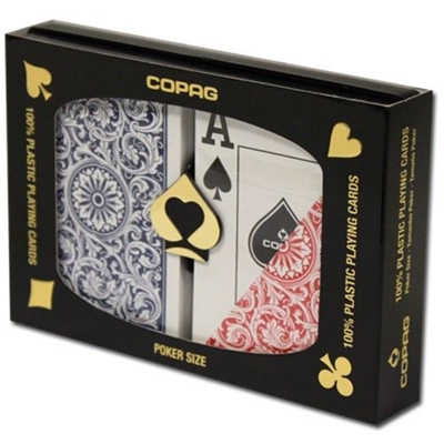 Image de DuoPack Copag 100% plastic - Bleu & Rouge - Poker - Index jumbo