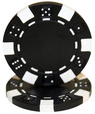 Black dice poker chips stack no denomination