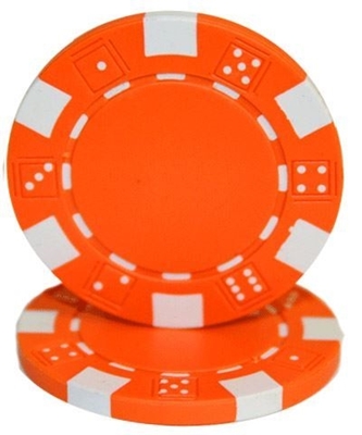 Roll of 50 orange dice poker chips, 11.5 g each