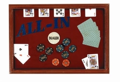 All In poker sign with playing cards and chips