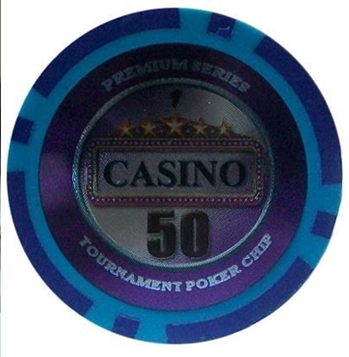Casino poker chip, 50 dollars, 14 g