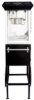 Black 8oz Oscar series popcorn machine with cart - side view