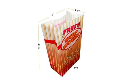 Picture of 70052 Popcorn paper bags 3oz with flat bottom. 1000 pcs