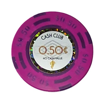 Picture of 12789 Cash club poker chips 14gr - $0,50- (Roll of 25 pcs)